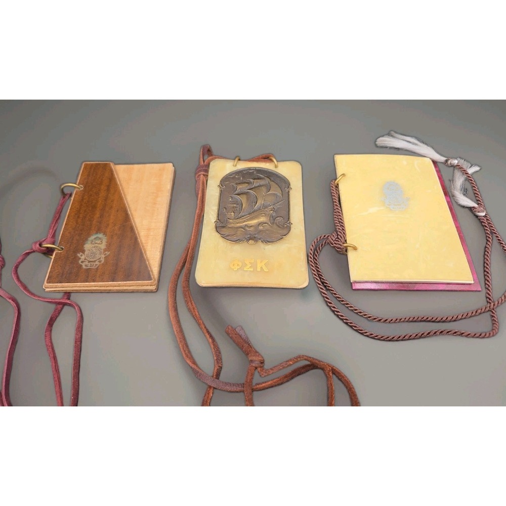 Vintage 1939-1941 Phi Sigma Kappa Fraternity Dance Cards Celluloid Wood lot of 3